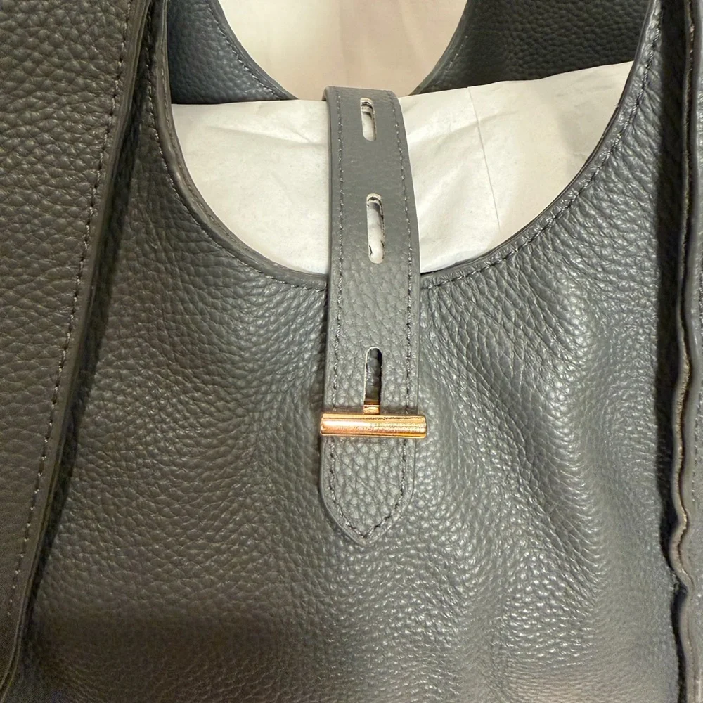 Tote Le Monde “Milan Tote” Genuine Leather Shoulder strap Bag - Grey - One Size